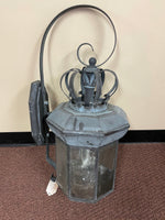 ~€ Vintage Crown Hill Exterior Wall Lantern Porch Lamp w/ 4 Lights Glass Metal Black