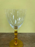 a** Vintage Set/10 Clear Etched Crystal Wine Goblet Barware Glasses 6.25” Gold Stems