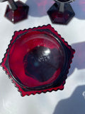 a* Vintage Set/7 AVON 1876 Cape Cod Ruby Red Garnet Colored Pedestal 6” Wine Water GOBLETs #11