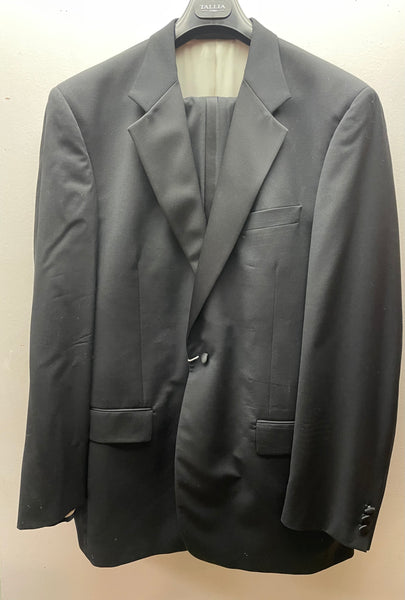 Mens Tallia Uomo Black Tuxedo 2 Piece Suit Satin Trim Classic Super 100s Luxury Wool 43" L x 37" Waist