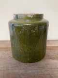€a** Vintage Italy Green Glaze 7” Crock Ginger Jar Chippy