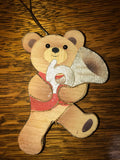 *Vintage 4.25” Pressed Wood Teddy Bear Ornament