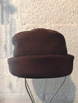 a** Vintage Womens Marche' Exclusive Brown Pillbox Hat 7” Band