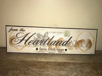 NEW Set/2 Vintage Look “Heartland Farm Fresh Eggs” Wood Framed Canvas Art Chicken Kitchen Decor