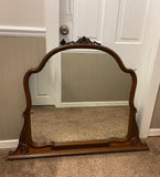 Vintage 4 Drawer DRESSER with Removable Mirror Queen Anne Legs Ornate Pulls Walnut Finish Buffet