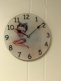 a* NEW Betty Boop 11.5” Round Glass Wall Clock Variety of Designs