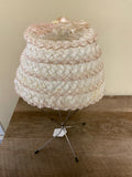 a** Vintage Womens 1950s Straw Hat with Cream Flowers and Ribbon 7” Band