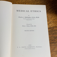 Medical Ethics Charles J McFadden 1949 Davis Company Hardcover 2nd Ed