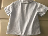 Vintage Girls Blue Button Down Short Sleeves Shirt Uniform Size 6X 100% Cotton