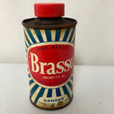 a** Vintage BRASSO Brass Copper Chromium Cleaner  Red White Blue Tin Can Americana Advertising