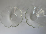 a** Pair/Set of 2 Clear Glass Dip Candy Serving Bowls Slight Yellow Tint Flower Petal