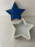 <€€ Vintage Tiffany & Co Star Porcelain Trinket Box Dish 24K Gold Trim 4.25" Cobalt Blue Porcelain