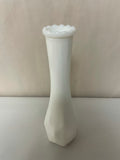 a** Vintage Milk Glass Bud Vase White 8.75” Ribbed Diamond EO Brody 146