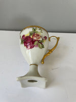 (L) <€€ Vintage Ceramic 3” Mini Cup Gold Gilt Hand Painted China