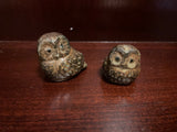 ¥ Vintage 1980s Pair/ Set of 2 Miniature Stoneware Owl  Figurines