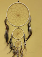 Ivory Dream Catcher Feather Wall Hanging Decor Ornament 26”x9” Beads