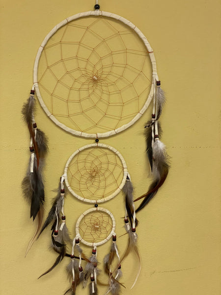 *Ivory Dream Catcher Feather Wall Hanging Decor Ornament 26”x9” Beads