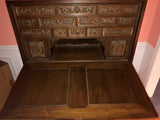 Antique Secretariat DESK 1800’s Handcrafted Hand Carved One of a Kind Mahogoney Writing Desk Cabinet