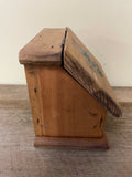 *Vintage 70’s Rustic Wood Hinged Painted Storage Chest Recipe Trinket Box