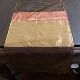 a* Harvest Moon Collection Fall Autumn 72” Table RUNNER Striped Gold & Copper Beads