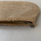 Vintage 1940s K & G Charlet Paris New York Ivory Gray Beaded Clutch Evening Bag Purse