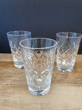 a** Set/3 Clear Crystal Cut Juice Glasses 4” H