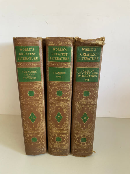 Vintage Set/3 World’s Greatest Literature IVAN HOE, TALES of MYSTERY, TREASURE ISLAND