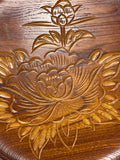 *Vintage Ornate Floral Carved Wood 9” Round Plate Decor