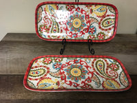 Better Homes and Gardens Bread Serving Tray Red Yellow Blue Boho Paisley Print