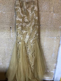 <€€* Womens Sz 10-12 Designor Errol Arendz Gold Ball Gown Jewel Evening Formalwear