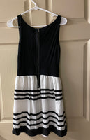 Womens Juniors Medium BEBOP DRESS Sleeveless Black & White Flare Skirt