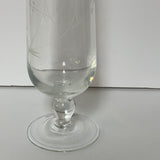 ~€ Delicate Clear Glass 9.25” Bud Vase Etched Design Decor
