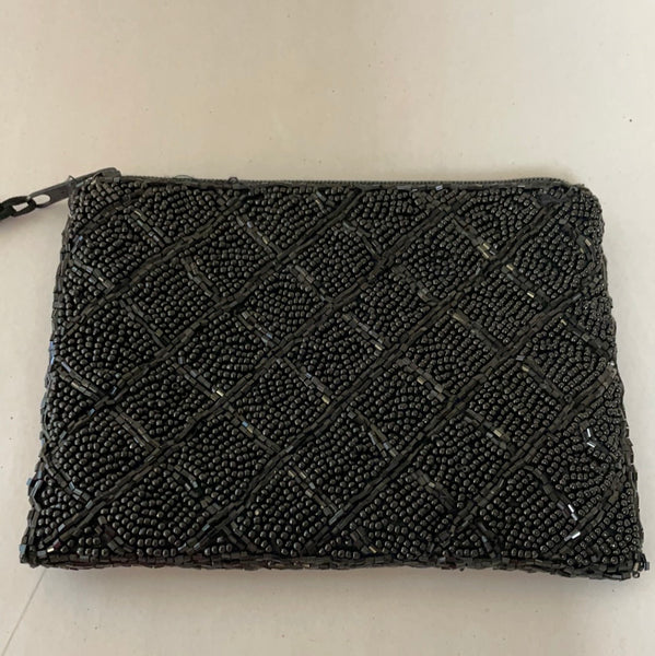 black beaded clutch purse