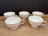 a** Vintage Set of 10 8” L & M Hostess Luncheon Dessert Plates with 5 Tea Cups White with Gold Rim