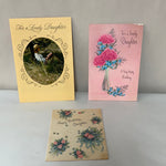 a* Vintage Lot/3 Used DAUGHTER’s Birthday Greeting Cards Crafts Scrapbooking