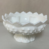 a** Vintage Milk Glass Vase Planter White Pedestal 6 Candle Holder Flower Frog Hobnail