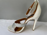 New Womens Izabella Rue Ivory w/ Silver Rhinestones Sandal High Heel Ankle Strap Size 7M Sexy