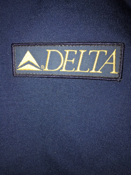 Vintage DELTA Airlines Garment Bag Hanging Suit Folding Blue Travel Luggage
