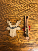 a** Wood Lapel Pins Set/3 Christmas Winter Holiday Tree Reindeer Bundle