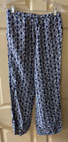 € Womens Juniors MAX STUDIO Blue & Tan Geometric Print Palazzo Wide Leg Pants Small