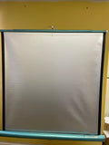 Vintage Turquoise DA-LITE Silver Pacer Film PROJECTOR SCREEN w/ Tripod Stand 40"x 40"