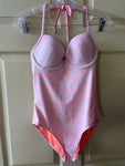 <€€ Womens Juniors OLD NAVY Medium Pink Stripe One Piece Swimsuit