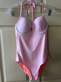 <€€ Womens Juniors OLD NAVY Medium Pink Stripe One Piece Swimsuit