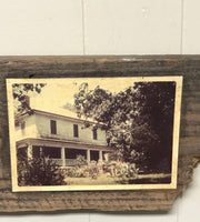 ~ Vintage Old Homestead Color Photo on Rustic Wood