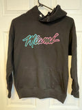 Womens Juniors Medium Miami Florida ESY Surf Co Since 1970 Black Hoodie Hooded Sweatshirt