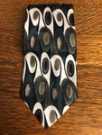 Mens BACHRACH Italy Silk Neckware Tie Necktie Geometric Peacock Green Gold Black White