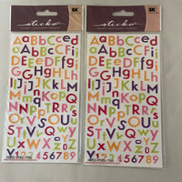 *New Lot/2 SCRAPBOOKING Stickers Letters Numbers Alphabet