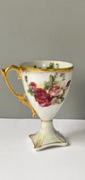 (L) <€€ Vintage Ceramic 3” Mini Cup Gold Gilt Hand Painted China