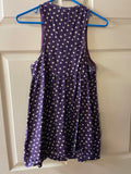 Vintage Womens Juniors Small Sleeveless Purple Floral 3 Button Smock Vest