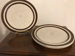 <€€ Vintage Haniwa Stone 3481 Brown Stone Set/3 Dinner Plates Retired